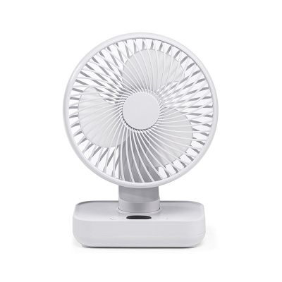 Ldbuejiaja Portable USB Desk Fan With 4 Speeds And Oscillation 4000mAh Rechargeable And USB Cable For Home Office Travel Camping Small Desk Fan Battery Operated, White