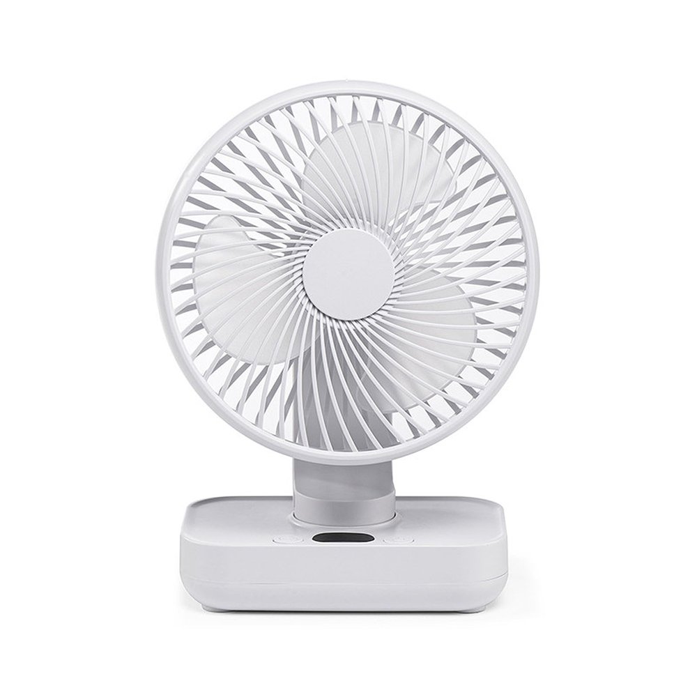 Ldbuejiaja Portable USB Desk Fan With 4 Speeds And Oscillation 4000mAh Rechargeable And USB Cable For Home Office Travel Camping Small Desk Fan Battery Operated, White