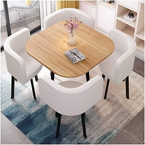 GRDDBZA Office Business Hotel Lobby Dining Table Set, Table and Chair Combination Balcony Living Room Dining Table Coffee Bread Dessert Table Western Restaurant Bar Cinema Library(Color:White)