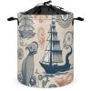 Round Laundry Basket with Handles Personalized Laundry Hamper for Bedroom Lighthouse Sailboat Fish Shells Octopus Circular Laundry Lightweight Waterproof Storage Basket Dirty Clothes Hamper for Bathro view 1