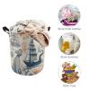 Round Laundry Basket with Handles Personalized Laundry Hamper for Bedroom Lighthouse Sailboat Fish Shells Octopus Circular Laundry Lightweight Waterproof Storage Basket Dirty Clothes Hamper for Bathro view 3