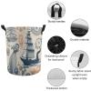 Round Laundry Basket with Handles Personalized Laundry Hamper for Bedroom Lighthouse Sailboat Fish Shells Octopus Circular Laundry Lightweight Waterproof Storage Basket Dirty Clothes Hamper for Bathro view 4