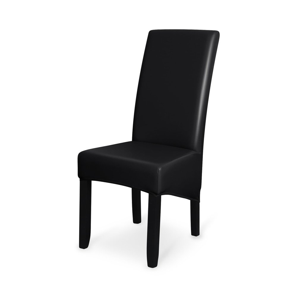 LUXRUB Waterproof Parsons Chair Covers 2/4PCS PU Leather Dining Room Chair Slipcovers Stretch Seat Chair Covers Reusable Banquet Chair Protectors Large Size(Color:Black,Size:4PCS)