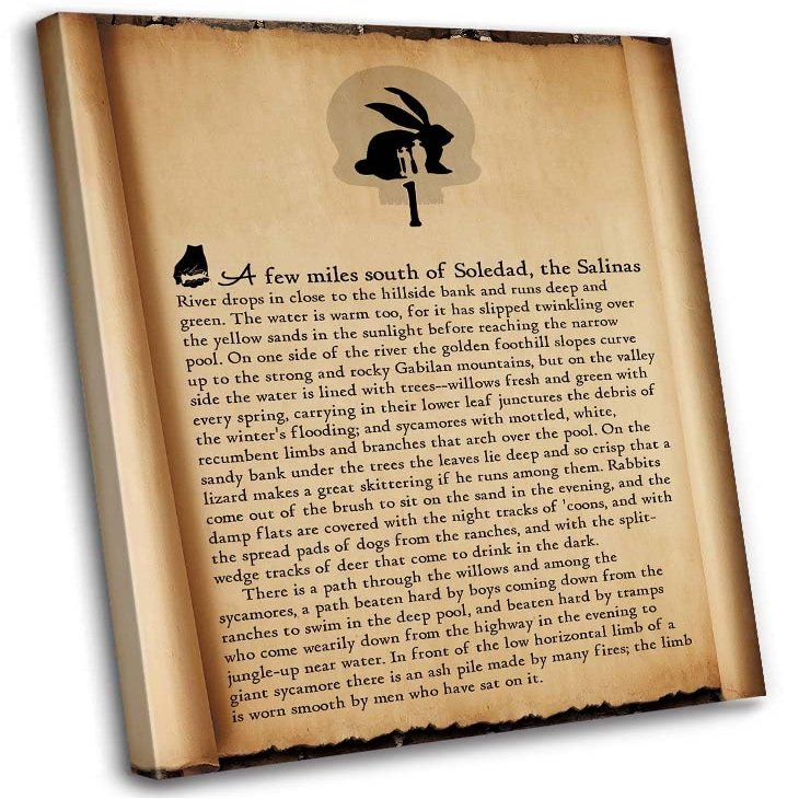 Winduryi of Mice and Men Book Quotes Wall Decor Prints Inspirational Quote Poster Landscape Printed Canvas Bathroom Giclee Pictures Painting Hanging (12.00''x16.00'',Framed)