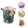 Round Laundry Basket with Handles Personalized Laundry Hamper for Bedroom Summer Floral Cactus Circular Laundry Lightweight Waterproof Storage Basket Dirty Clothes Hamper for Bathroom Dorm view 3