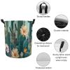 Round Laundry Basket with Handles Personalized Laundry Hamper for Bedroom Summer Floral Cactus Circular Laundry Lightweight Waterproof Storage Basket Dirty Clothes Hamper for Bathroom Dorm view 4