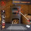 Cleancraft 46 Feet Chimney Sweep Kit, Chimney Cleaning Kit with 14 Flexible White Chimney Rods, Chimney Brush for Sweeping Fireplace, Rotary Chimney Cleaning System Driven by Drill view 3