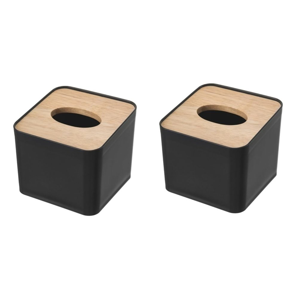 Amosfun 2pcs Tissue Box Cover Stylish Tissue Holder for Office Living Room and Home Use Compact Napkin Organizer for Desks and Countertops Decorative Storage