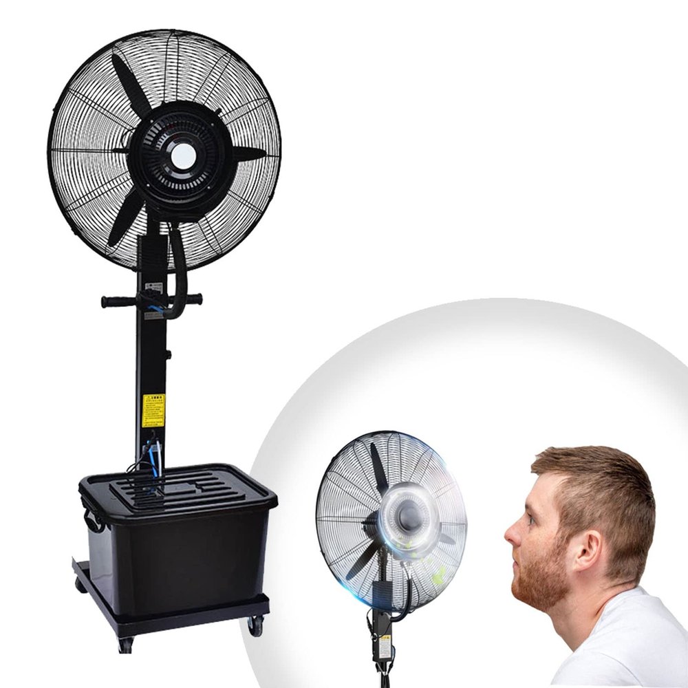 26" Industrial Pedestal Fan Misting Fan High Velocity Fan Misters Metal 3 Blade Outdoor 26" Cooling Misters Fan 11 Gallon Water Tank Black (Size : 650mm/26in) (Black 750mm/30in) (Black 750mm/30in)