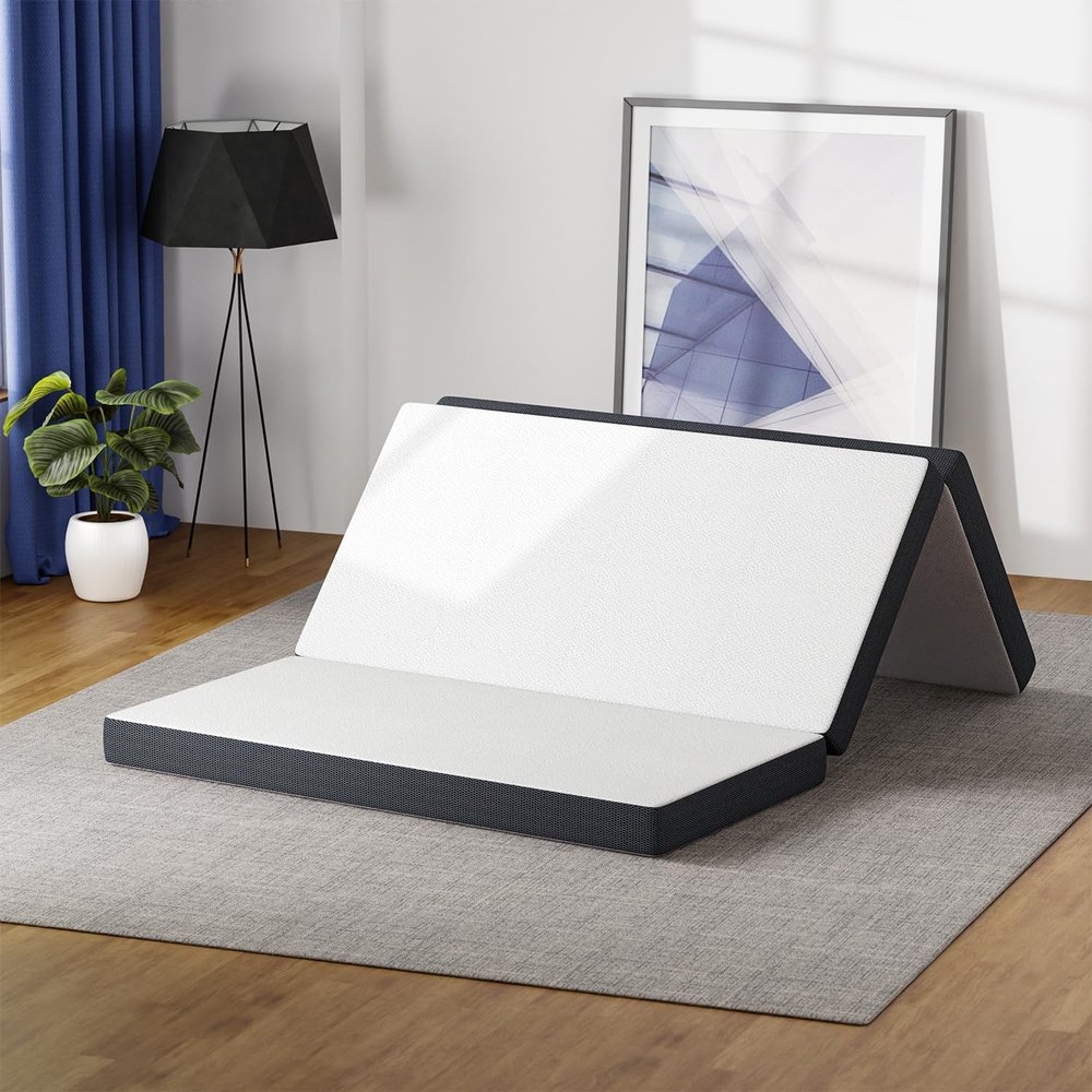 FDW 4 inch Tri-Fold Memory Foam Mattress, with Washable Cover, Portable Collapsible Mattress for Camping, Guest, Floor RV, CertiPUR-US Certified,Easy Storage, Full