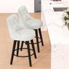Erdoru Counter Height Bar Stools Set of 2 with Back, 26H Upholstered Swivel Barstools with Solid Wood Legs for Kitchen Island, Performance Modern Fabric Counter Stools, Ivory view 3