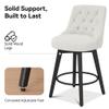 Erdoru Counter Height Bar Stools Set of 2 with Back, 26H Upholstered Swivel Barstools with Solid Wood Legs for Kitchen Island, Performance Modern Fabric Counter Stools, Ivory view 4