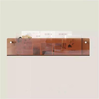 LGEOELIAS Acrylic Wall Magazine Rack Clear Brochure Holder Wall Mount Record Holder Wall Hanging Bookshelf Literature Storage Rack,Floating Bookshelves for Offcie Home, Brown