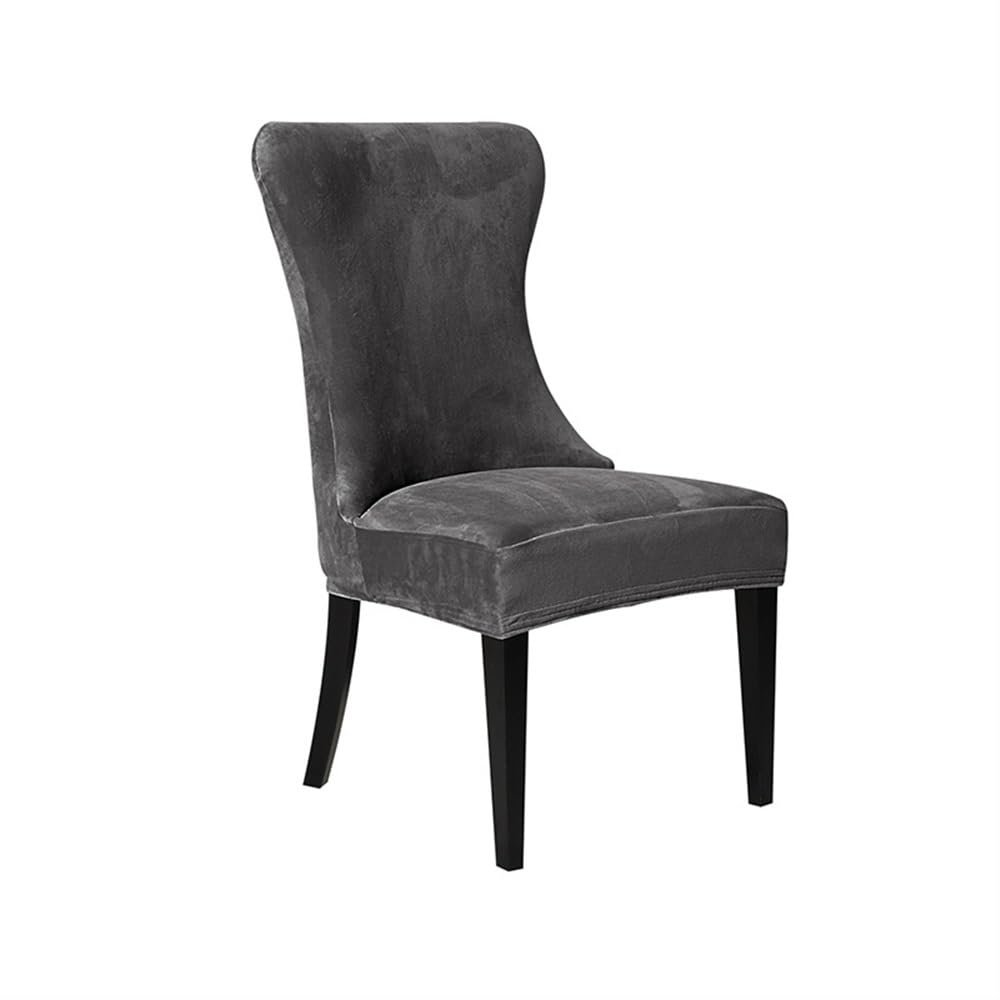 LUXRUB Velvet Wingback Chair Cover 1/2/4 PCS Stretch Removable Armless Chair Slipcovers Super Soft Curved Back Chair Protectors for Dining Room Banquet Home Decor(Color:Gray,Size:2PCS)
