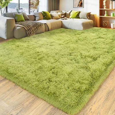 8x10 Large Area Rugs for Living Room, Ultra Fluffy Shag Rug for Bedroom, Modern Plush Soft Carpet for Girls Boys Kids Room Dorm Fuzzy Non Slip Rug for Home Decor Aesthetic, Green