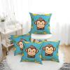 BTCOWZRV Monkey and Banana Pattern Throw Pillow Cover Soft Decorative Pillowcase Set of 4 Modern Square Pillow Cases 12"X12" Farmhouse Cushion Cover Case for Living Room Bedroom Sofa view 2