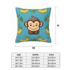 BTCOWZRV Monkey and Banana Pattern Throw Pillow Cover Soft Decorative Pillowcase Set of 4 Modern Square Pillow Cases 12"X12" Farmhouse Cushion Cover Case for Living Room Bedroom Sofa view 4