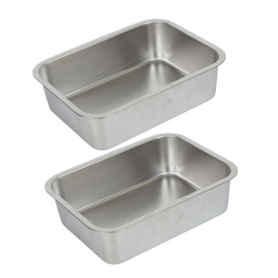Mikinona 2pcs Rectangular Stainless Steel Rice Tray Buffet Serving Plate Easy Clean for Family/restaurant