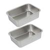 Mikinona 2pcs Rectangular Stainless Steel Rice Tray Buffet Serving Plate Easy Clean for Family/restaurant view 1