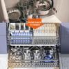 2 Tier Sliding Pull Out Drawers for Kitchen Cabinets, 304 Stainless Steel Wire Basket with Drain Pan and Damping Guide Dish Rack Slide Out Cookware Organizer, Easy to Assemble, 74*47*14cm, Black view 3