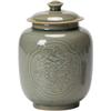 Sealed Tea Caddy Celadon Embossed Window Flower Tea Storage Jar Sealed Jar Household Tea Storage Jar Ceramic Storage Jar Storage Jar Tea Jar with Lid view 1