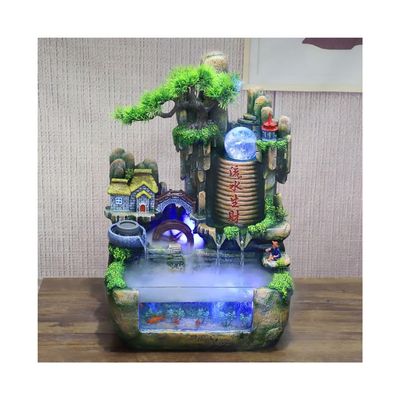 SABALON Small Fountain Indoor Tabletop Fountain Floor-Standing Living Room Resin Fountain Rockery Water Fountain Desktop Office Decorative Fish Tank Tabletop Fountains