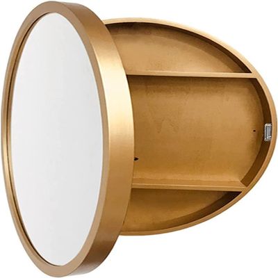 QZQHNYJ Mirror 2 in 1 Mirror Cabinets Bathroom Gold Wall Mirror Waterproof Cabinet with Mirror Wall-Mounted Vanity Mirror Storage Organizer ?Medicine Cabinet,
