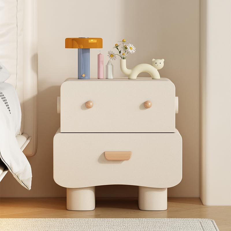 G GUFAMILY Kids Nightstand,Modern Farmhouse Drawers Solid Wood Bedside,Kids Nightstand for Bedroom for Kids Boys Girls Bedroom Side Table,White,L 35cm