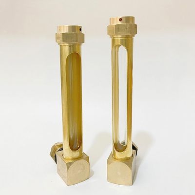 NETFEN Oil Liquid Level Indicator, 1/4" 3/8" 1/2" BSP Male Thread L-Shape Brass Oil Liquid Level Indicator Sight Glass Gauge - Two Window 1PC(Color:Two Window 1/2",Size:200mm)