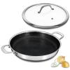Bakoniion Hybrid Nonstick Skillet with Lid 13 Inch, Stainless Steel Paella Pan with Two Handles Multi-Functional Pan Dishwasher and Oven Safe view 1