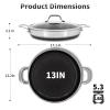 Bakoniion Hybrid Nonstick Skillet with Lid 13 Inch, Stainless Steel Paella Pan with Two Handles Multi-Functional Pan Dishwasher and Oven Safe view 2