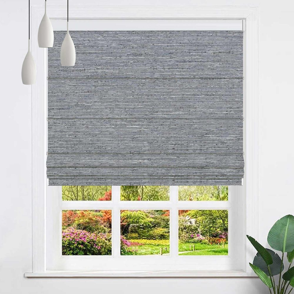Cordless Roman Shades for Windows Blackout Fabric Roman Blinds with Elegant Privacy Window Blinds for Home Living Room Bedroom Windows,Dark Grey,75 1/2" W x 64" H