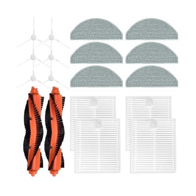 SteFik Roller Side Brush Hepa Filter Mop Cloth Rags Accessories As Shown Plastic. Compatible for Xiaomi Mijia 3C Plus C103 Sweeper Cleaner Spare Parts Bundle.