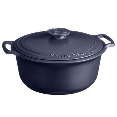 Emile Henry Made in France SUBLIME Ceramic 4 qt. Round Dutch Oven, Indigo