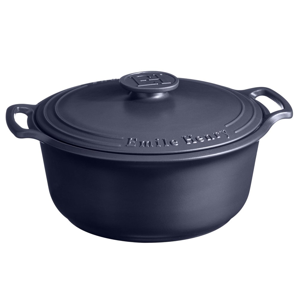 Emile Henry Made in France SUBLIME Ceramic 4 qt. Round Dutch Oven, Indigo