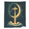 UFO 40" x 50" Alien Starry Sky Flying Saucer Spaceship Alien Super Soft Bedding Fleece Throw Blanket Luxury Bed Blanket Sofa Living Room Bedroom Warm Lightweight for Men and Women view 1