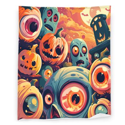Funny Halloween 60" x 80" Cartoon Bats Ghosts Pumpkin Skeleton Super Soft Bedding Fleece Throw Blanket Luxury Bed Blanket Sofa Living Room Bedroom Warm Lightweight for Men and Women