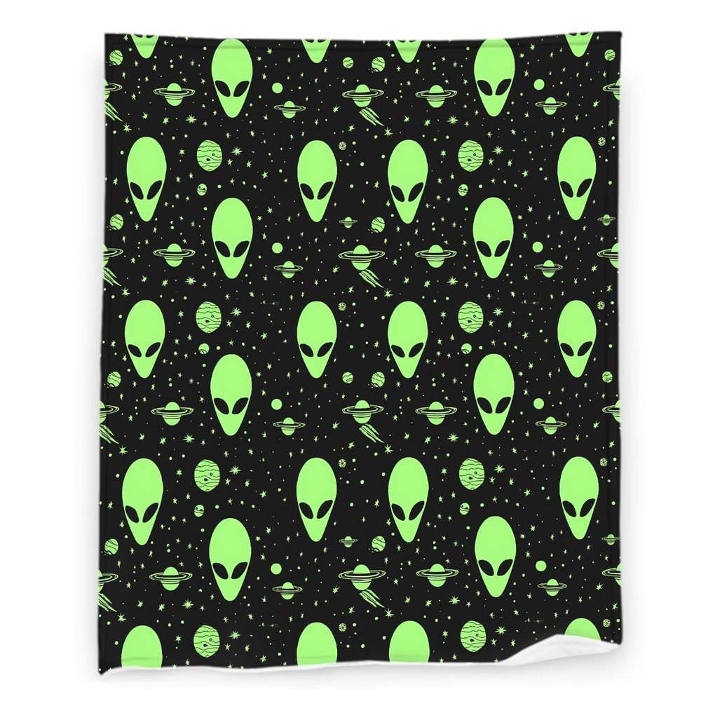 Alien 60" x 80" Supernatural Martiansal Planets Alien Head Super Soft Bedding Fleece Throw Blanket Luxury Bed Blanket Sofa Living Room Bedroom Warm Lightweight for Men and Women