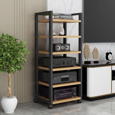 6-Tier AV Media Stand CD Player Stand, Home Stereo Rack System with Height-Adjustable Shelf, Heavy Duty Corner TV Stand Audio/Video Component Cabinet for Amplifiers/Players/TV Accessories(Color:A,Size