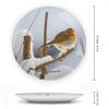 6" Decorative Plate for Wall Hanging Robin Bird Feathers Ceramic Plate with Display Stand Modern Dinner Dessert Dish for Home Office Table Decor Holiday Ornament view 2