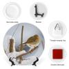 6" Decorative Plate for Wall Hanging Robin Bird Feathers Ceramic Plate with Display Stand Modern Dinner Dessert Dish for Home Office Table Decor Holiday Ornament view 3