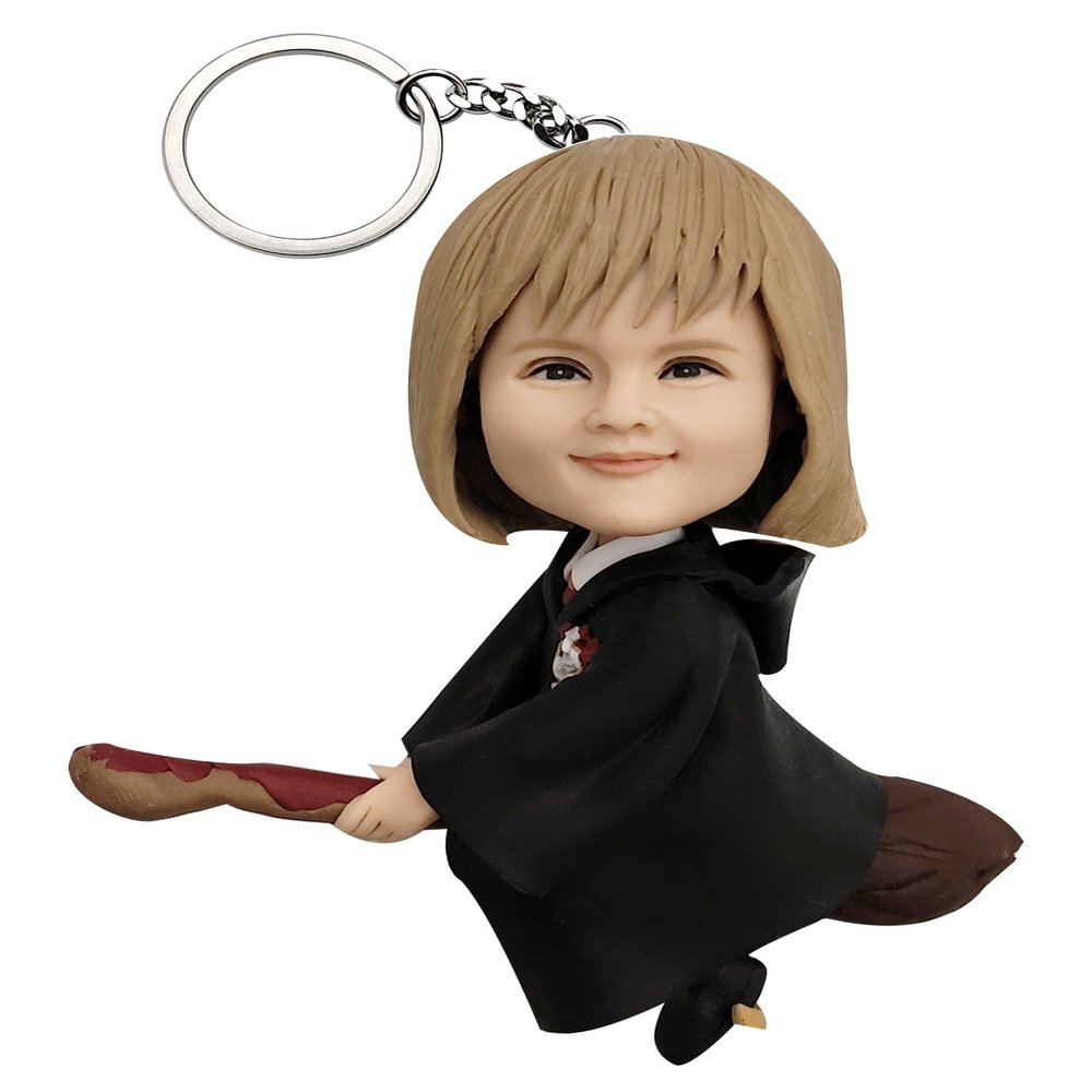 Custom figurine keychain for women girls sister best friend GF mom teachers Custom Bobbleheads Figures Personalized for mother'day Christmas Valentine's Day gifts from photo (Black Magic baby)