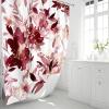 MAYZUS Extra Long Shower Curtain 72 x 96 Inch, Floor to Ceiling X-Long Tall Watercolor Floral Fabric Shower Curtain, Modern Abstract Burgundy Red Flower Bathroom Shower Curtain Set with Hooks view 2