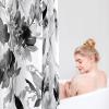 MAYZUS Extra Long Shower Curtain 72 x 96 Inch, Floor to Ceiling X-Long Tall Watercolor Floral Fabric Shower Curtain, Black and White Modern Abstract Flower Bathroom Shower Curtain Set with Hooks view 3