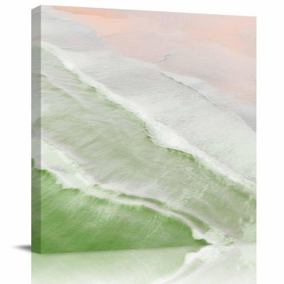 12 in x 12 in Wall Prints Canvas Painting Large Pictures for Living Room Ocean Waves Beach Ombre Grass Green Bedroom Wall Art Painting Pictures Print on Canvas for Living Room Bedroom Decorations