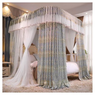 Bed Curtain Four Poster Bed Canopy Double Track Mosquito Net Bed Decoration Princess Curtains Canopy for Girls Single/King Size Bed with Frame(Size:1.82.2m/5.97.2ft,Color:)