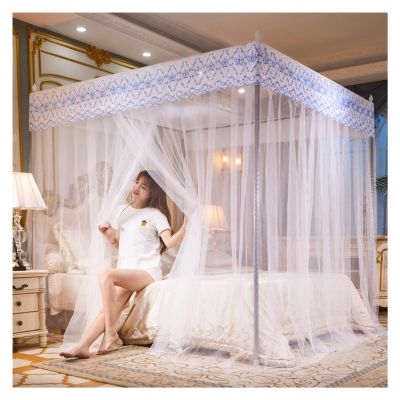 4 Corners Lightproof Bed Curtain, Bed Canopy for Girls, Mosquito Net, Mosquito Net Bed Canopies Drapes, Post Canopy Bed Curtains (Color : White, Size : 180 * 200cm)
