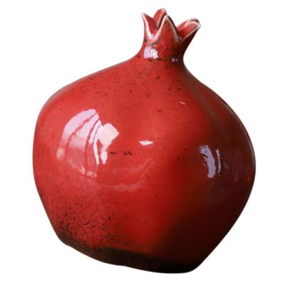 Cabilock Artistic Ceramic Pomegranate Vase Medium Deep Red Flower Container for Home Decor Weddings and Special Events Unique Design for Elegant Floral Arrangements