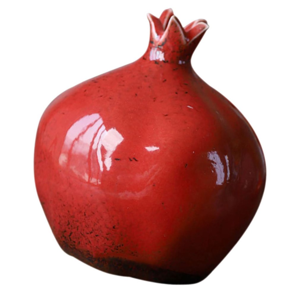 Cabilock Artistic Ceramic Pomegranate Vase Medium Deep Red Flower Container for Home Decor Weddings and Special Events Unique Design for Elegant Floral Arrangements