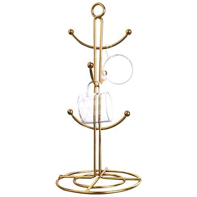 Cup Holder Countertop Mug Tree, 6 Hook Coffee Cup Dryer Kitchen Coffee Mug Tree Countertop Tea Cups Holder Stand (Color : Gold, Size : 16x34cm) (Gold 16x34cm)